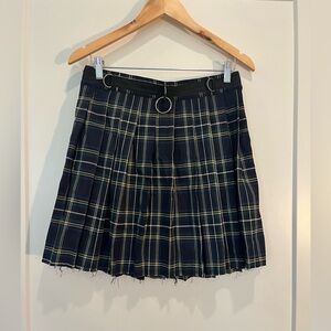 NWT Dolls Kill Current Mood Plaid Pleated Mini Skirt Punk Goth Grunge Rave Sz L